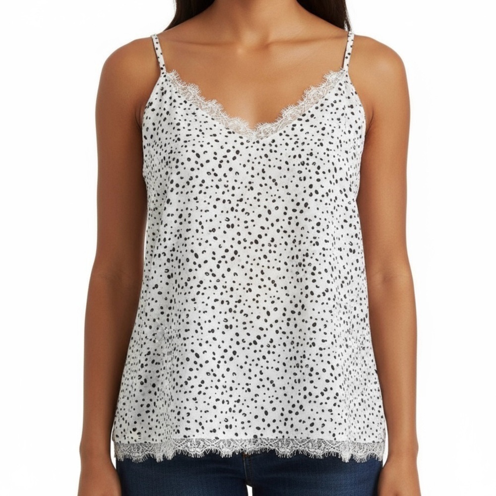 NWOT George Semi Sheer Lace Trim Spotted Camisole